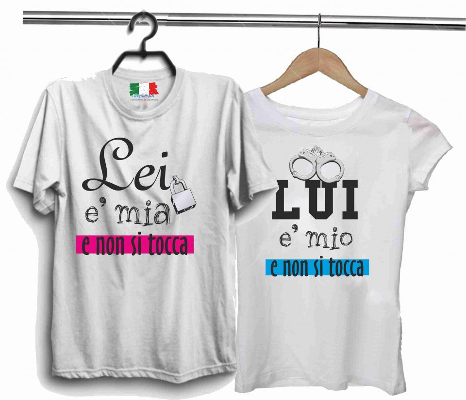 DUE MAGLIETTE IN 100% COTONE UOMO/DONNA PER ANNIVERSARIO:LEI LUI