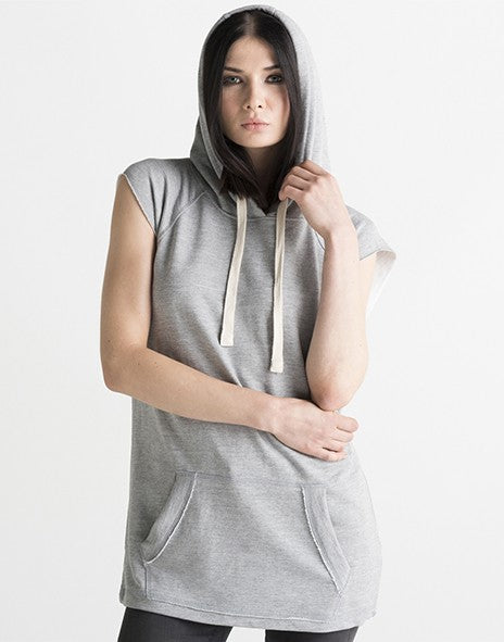 Felpa donna Oversized senza manica e con cappuccio