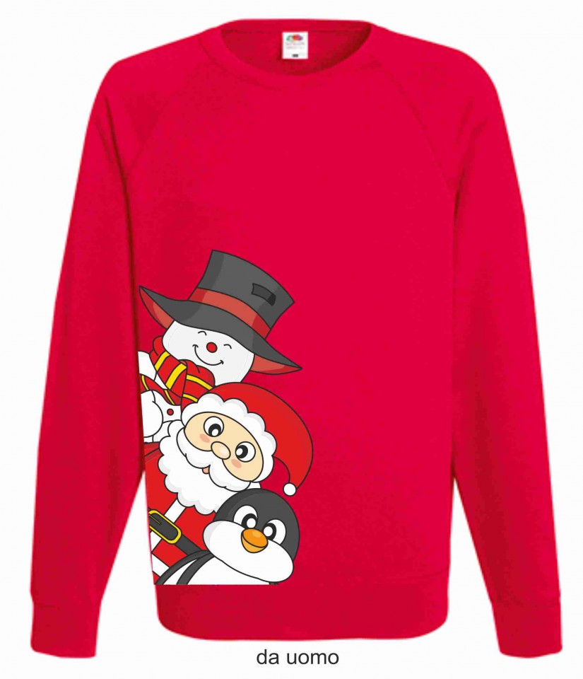 FELPA ROSSA DA UOMO-DONNA FRUIT OF THE LOOM PER NATALE