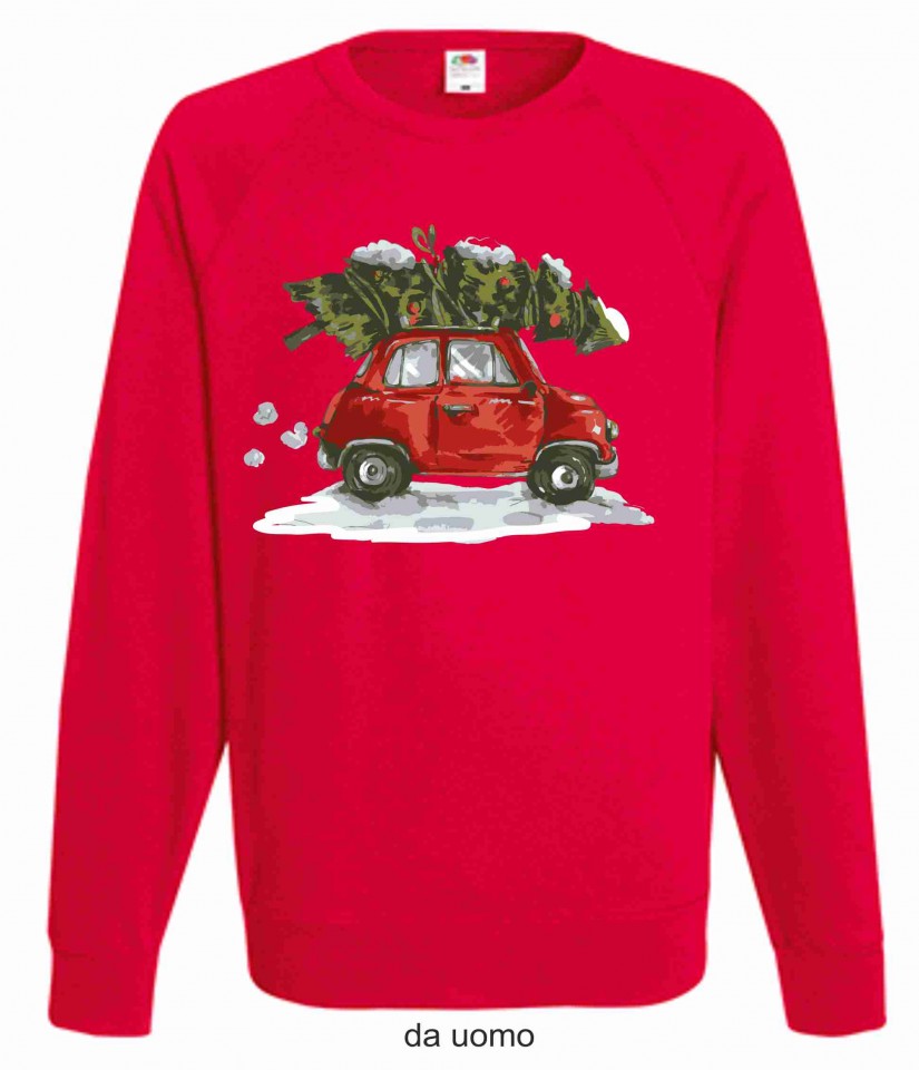 FELPA ROSSA DA UOMO-DONNA FRUIT OF THE LOOM PER NATALE