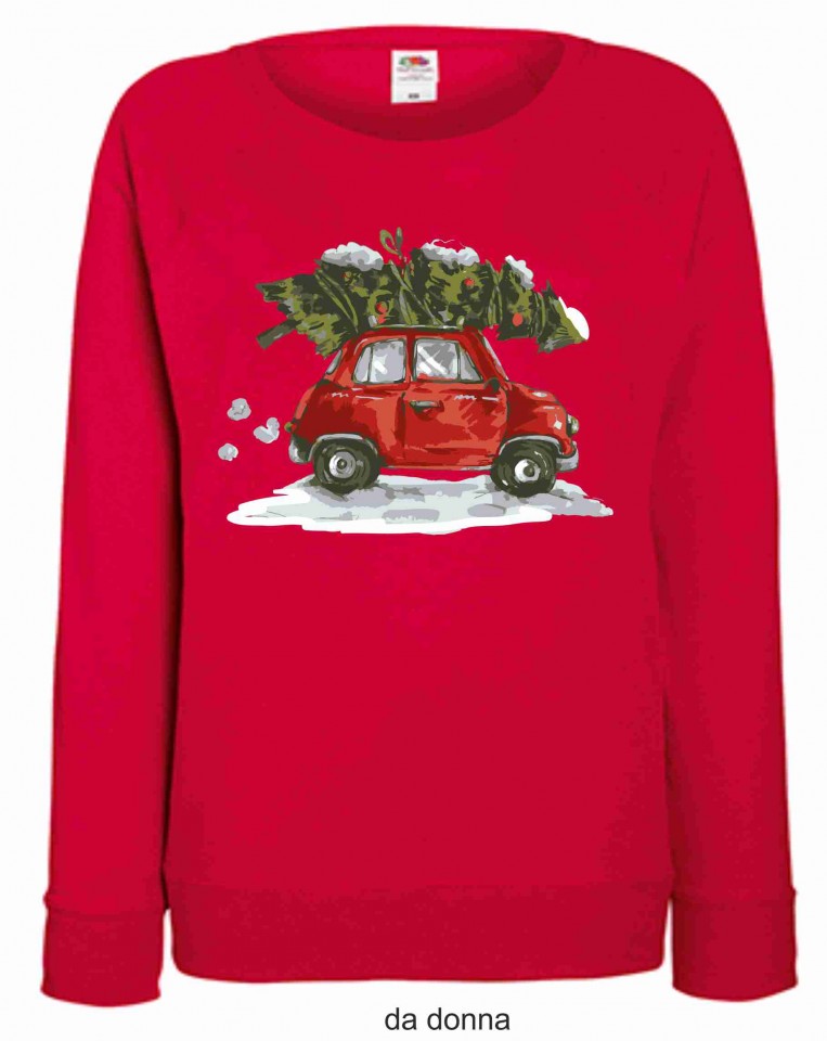 FELPA ROSSA DA UOMO-DONNA FRUIT OF THE LOOM PER NATALE