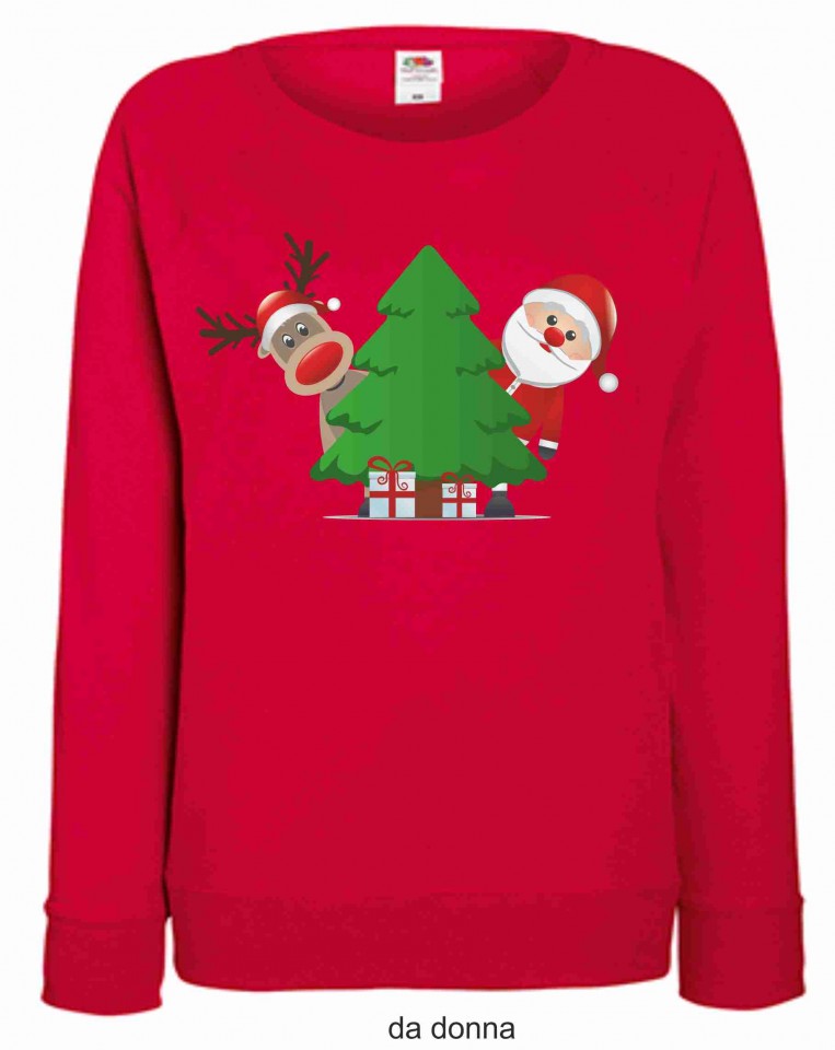 FELPA ROSSA DA UOMO-DONNA FRUIT OF THE LOOM PER NATALE