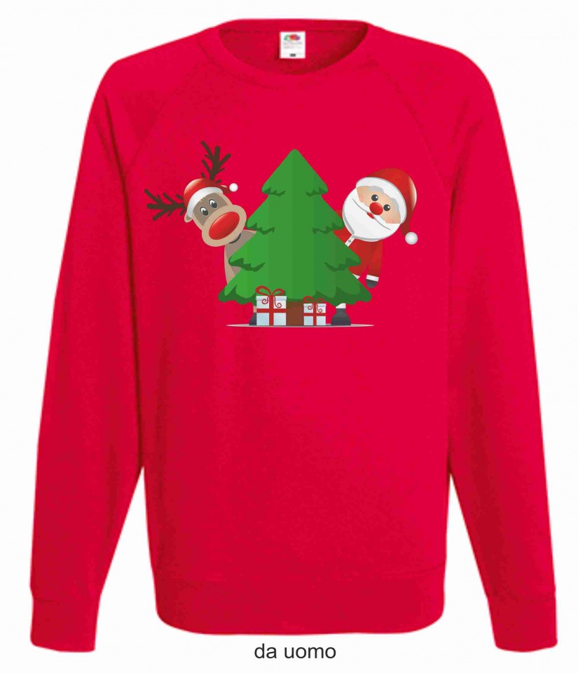 FELPA ROSSA DA UOMO-DONNA FRUIT OF THE LOOM PER NATALE