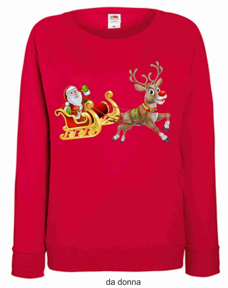 FELPA ROSSA DA UOMO-DONNA FRUIT OF THE LOOM PER NATALE