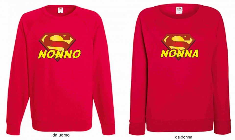 KIT DUE FELPE ROSSE DA UOMO-DONNA FRUIT OF THE LOOM PER NATALE