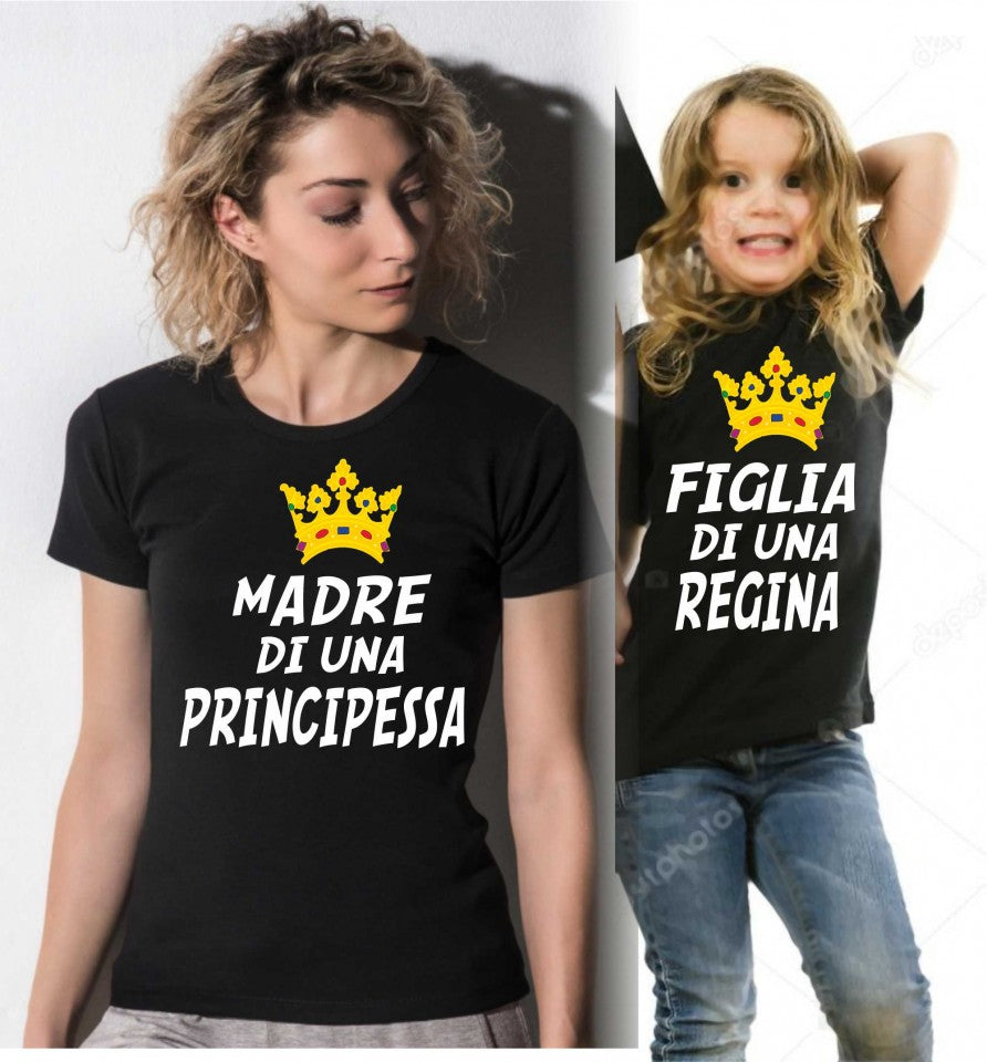KIT UNA MAGLIETTA NERA ADULTO + UNA MAGLIETTA NERA DA BIMBO/A