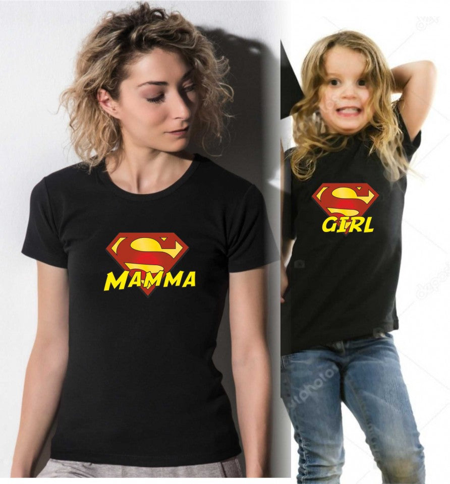 KIT UNA MAGLIETTA NERA ADULTO + UNA MAGLIETTA NERA DA BIMBO/A