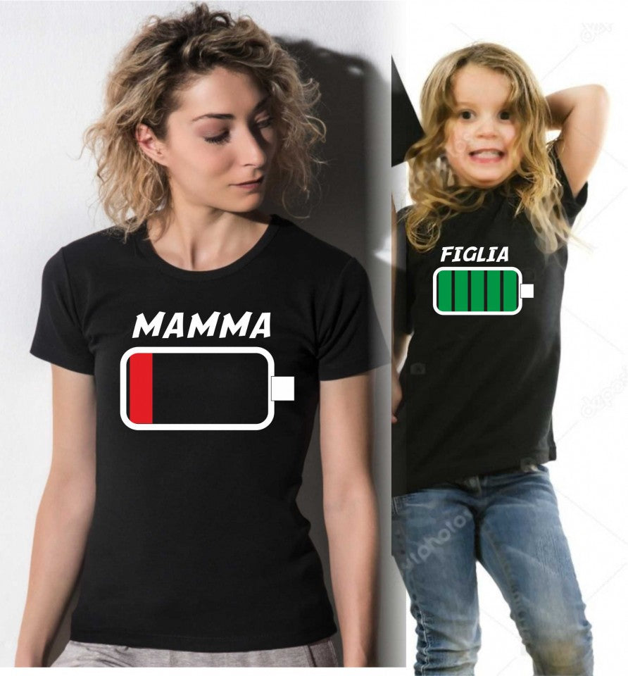 KIT UNA MAGLIETTA NERA ADULTO + UNA MAGLIETTA NERA DA BIMBO/A