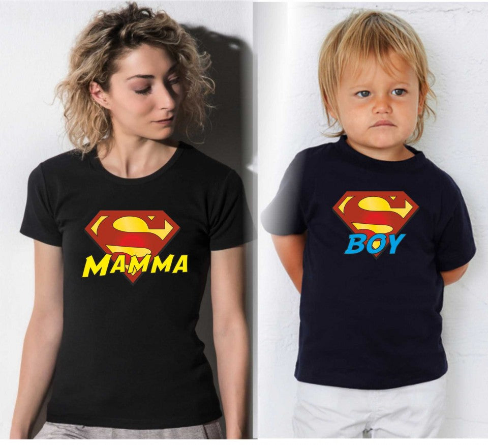 KIT UNA MAGLIETTA NERA ADULTO + UNA MAGLIETTA NERA DA BIMBO/A