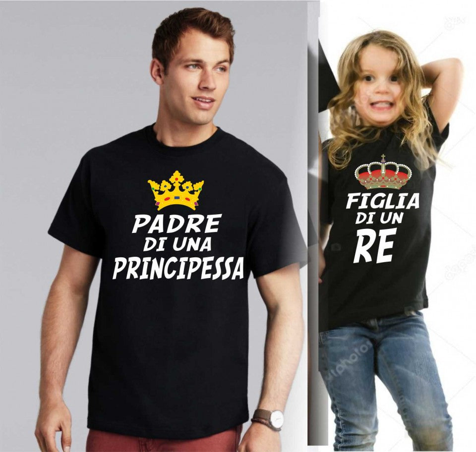 KIT UNA MAGLIETTA NERA ADULTO + UNA MAGLIETTA NERA DA BIMBO/A