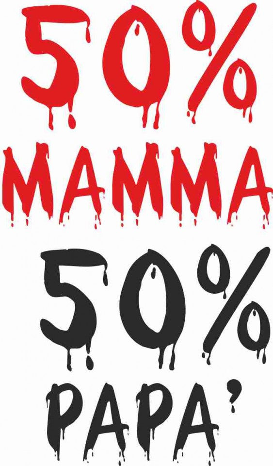 MAGLIETTA 100% COTONE BIMBO/A TITOLO 50 % MAMMA 50 % PAPA'