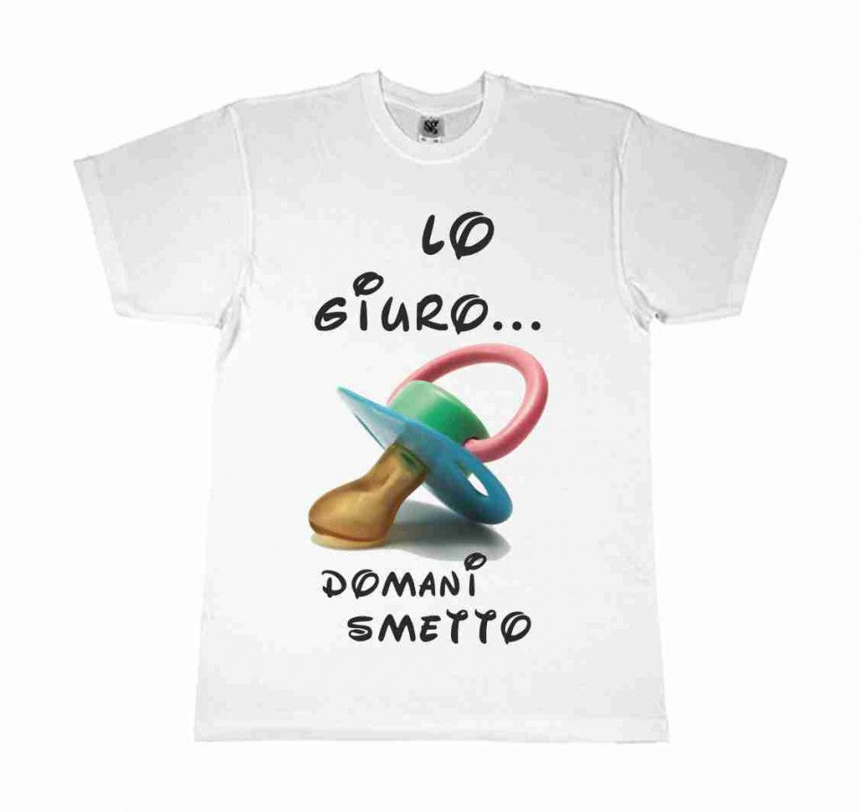 MAGLIETTA 100% COTONE BIMBO/A TITOLO LO GIURO DOMANI SMETTO