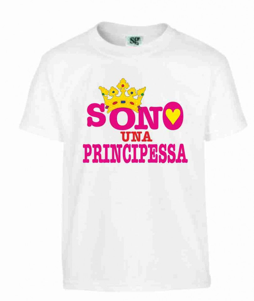 MAGLIETTA 100% COTONE BIMBO/A TITOLO SONO UNA PRINCIPESSA