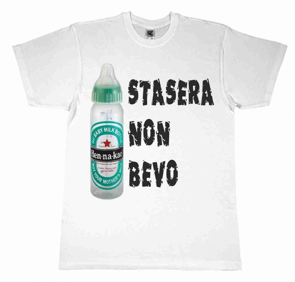 MAGLIETTA 100% COTONE BIMBO/A TITOLO STASERA NON BEVO