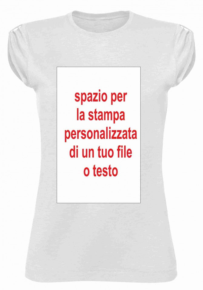 MAGLIETTA COTONE FIAMMATO DA DONNA MANICHE ARRICCIATE con stampa personalizzata