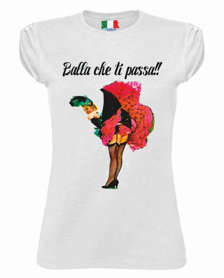MAGLIETTA COTONE FIAMMATO DA DONNA MANICHE ARRICCIATE STAMPA OCCHI