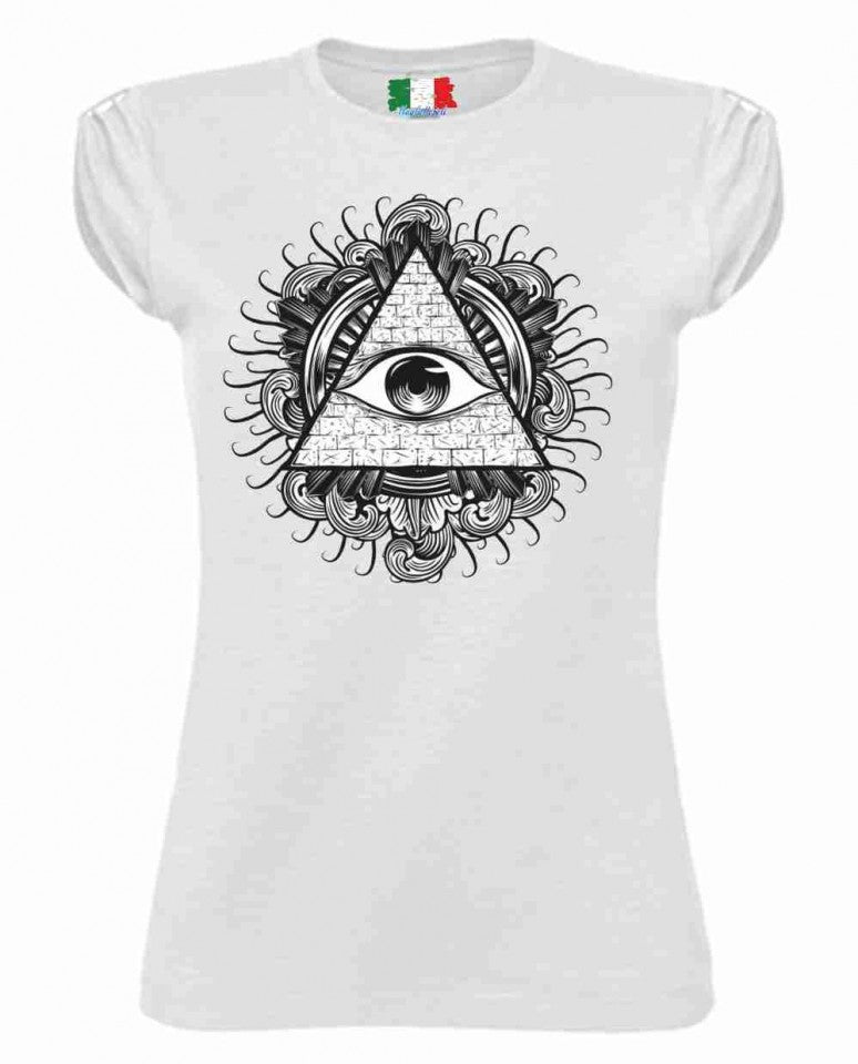 MAGLIETTA COTONE FIAMMATO DA DONNA MANICHE ARRICCIATE TITOLO EYE