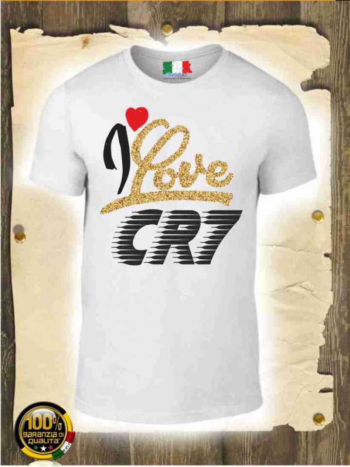 MAGLIETTA "CR7" 100% COTONE BIMBO/A CON STAMPA PERSONALIZZATA SU RETRO