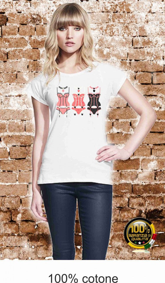 MAGLIETTA IN 100% COTONE CLASSICO E FIAMMATO DA DONNA O CON STAMPA SEXY