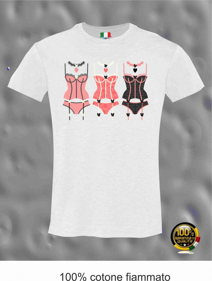 MAGLIETTA IN 100% COTONE CLASSICO E FIAMMATO DA DONNA O CON STAMPA SEXY