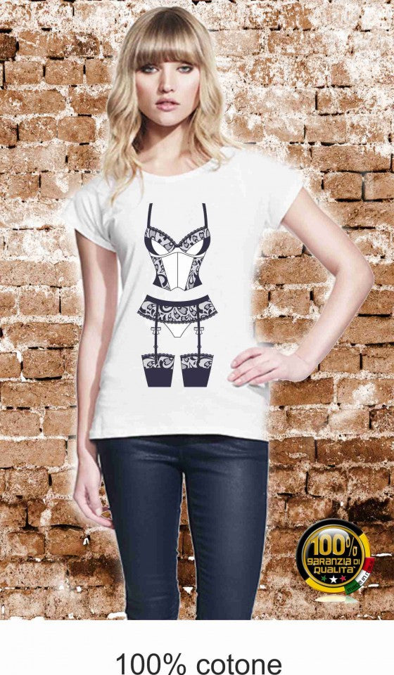 MAGLIETTA IN 100% COTONE CLASSICO E FIAMMATO DA DONNA O CON STAMPA SEXY