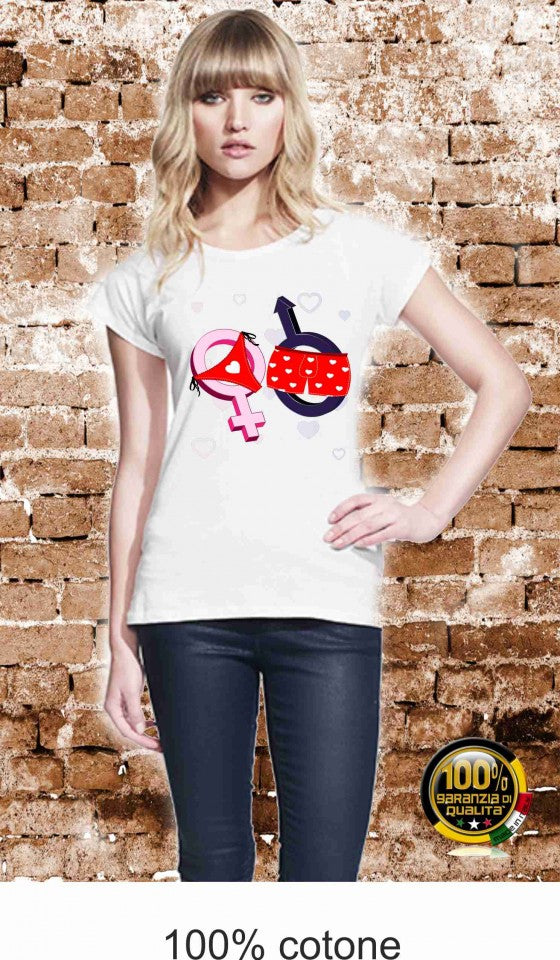 MAGLIETTA IN 100% COTONE CLASSICO E FIAMMATO DA DONNA O CON STAMPA SEXY