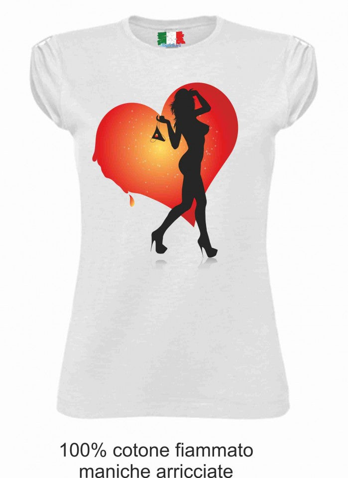 MAGLIETTA IN 100% COTONE CLASSICO E FIAMMATO DA DONNA O CON STAMPA SEXY