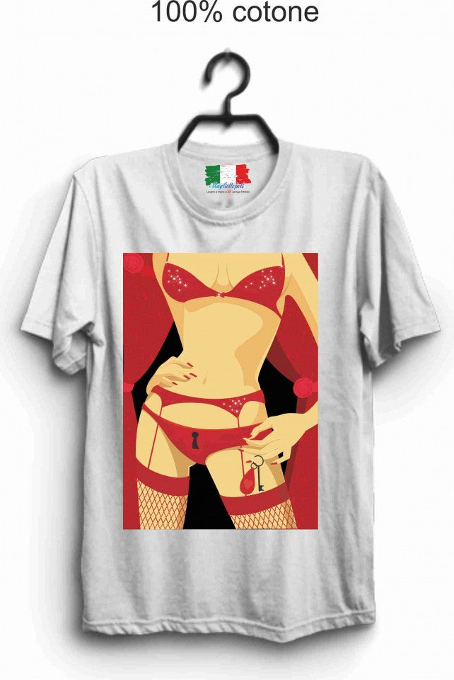 MAGLIETTA IN 100% COTONE CLASSICO E FIAMMATO DA UOMO CON STAMPA SEXY