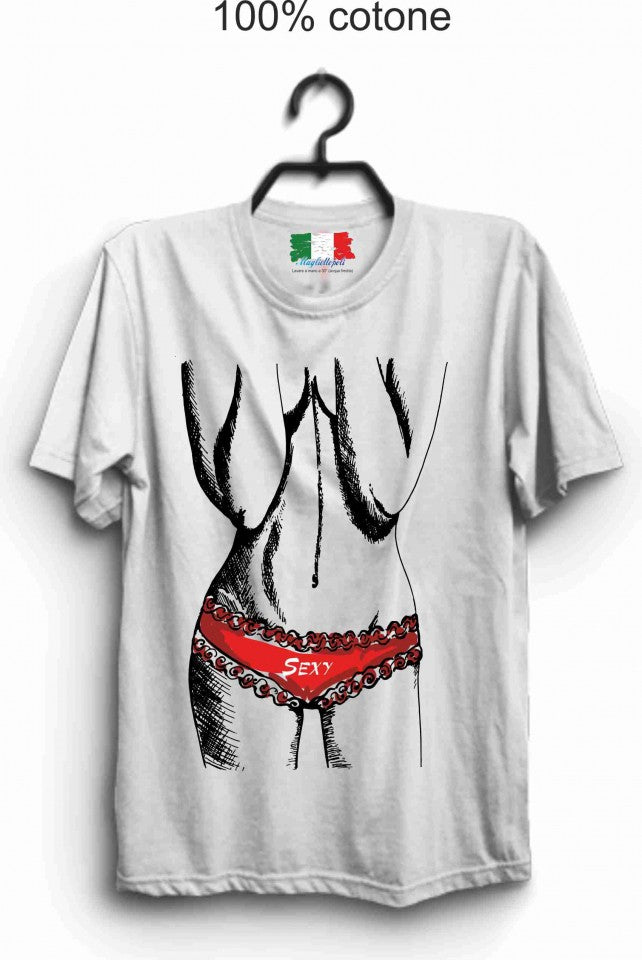 MAGLIETTA IN 100% COTONE CLASSICO E FIAMMATO DA UOMO CON STAMPA SEXY