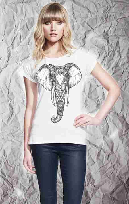 MAGLIETTA IN 100% COTONE DA DONNA TITOLO: ELEFANTE