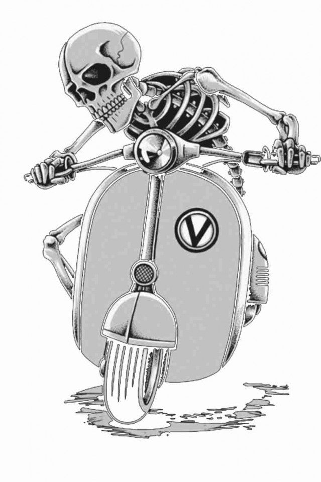 MAGLIETTA IN 100% COTONE DA UOMO TITOLO VESPA SKULL