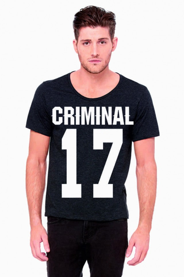 MAGLIETTA NERA 100% COTONE MODELLO RAPPER TITOLO CRIMINAL 17