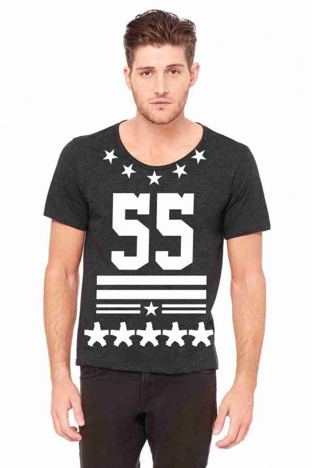 MAGLIETTA NERA 100% COTONE MODELLO RAPPER TITOLO FIFTYFIVE