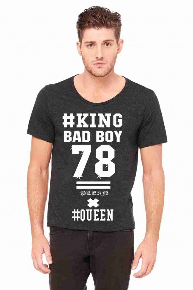 MAGLIETTA NERA 100% COTONE MODELLO RAPPER TITOLO KING BAD BOY