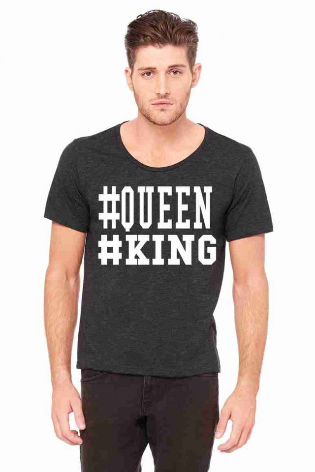 MAGLIETTA NERA 100% COTONE MODELLO RAPPER TITOLO QUEEN KING