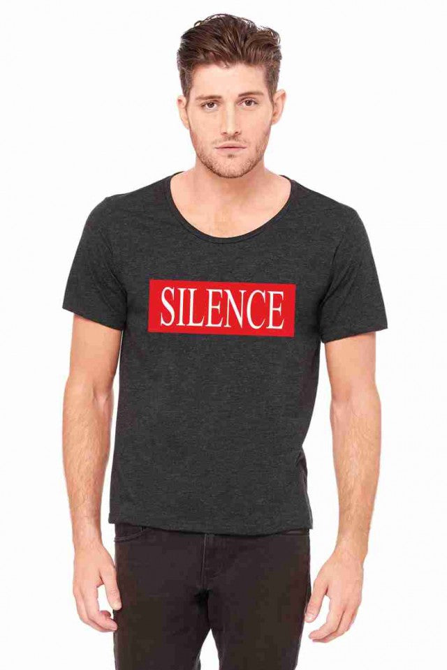 MAGLIETTA NERA 100% COTONE MODELLO RAPPER TITOLO SILENCE