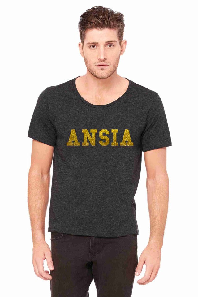 MAGLIETTA NERA 100% COTONE STAMPA GLITTERATO : ANSIA