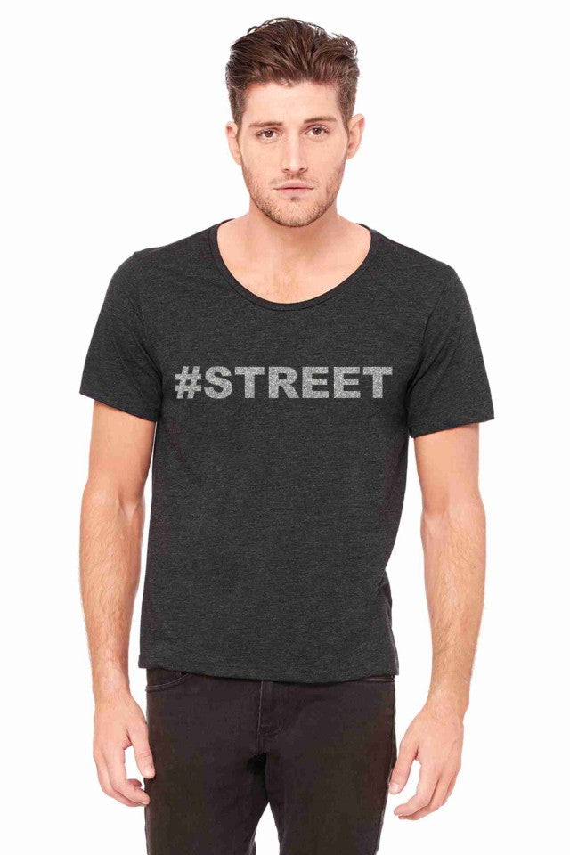 MAGLIETTA NERA 100% COTONE STAMPA GLITTERATO : STREET