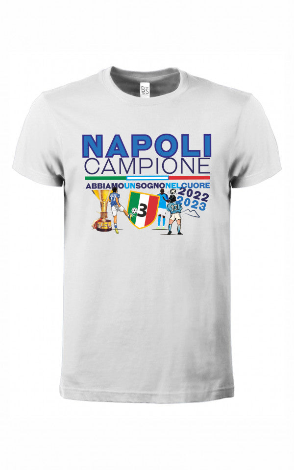 Maglietta unisex bianca Napoli campione d'Italia 2023