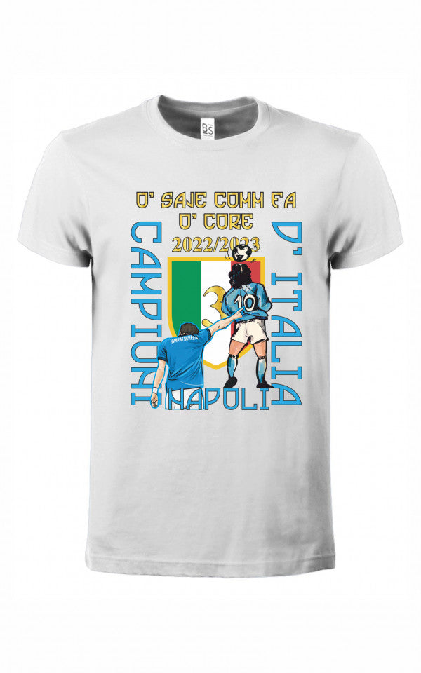 Maglietta unisex bianca Napoli campione d'Italia 2023