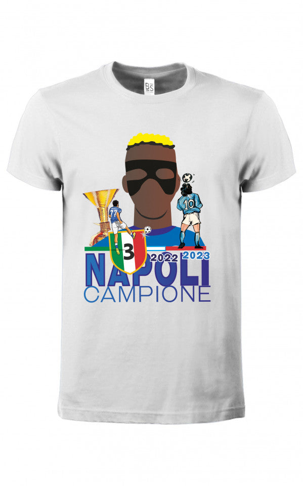 Maglietta unisex bianca Napoli campione d'Italia 2023