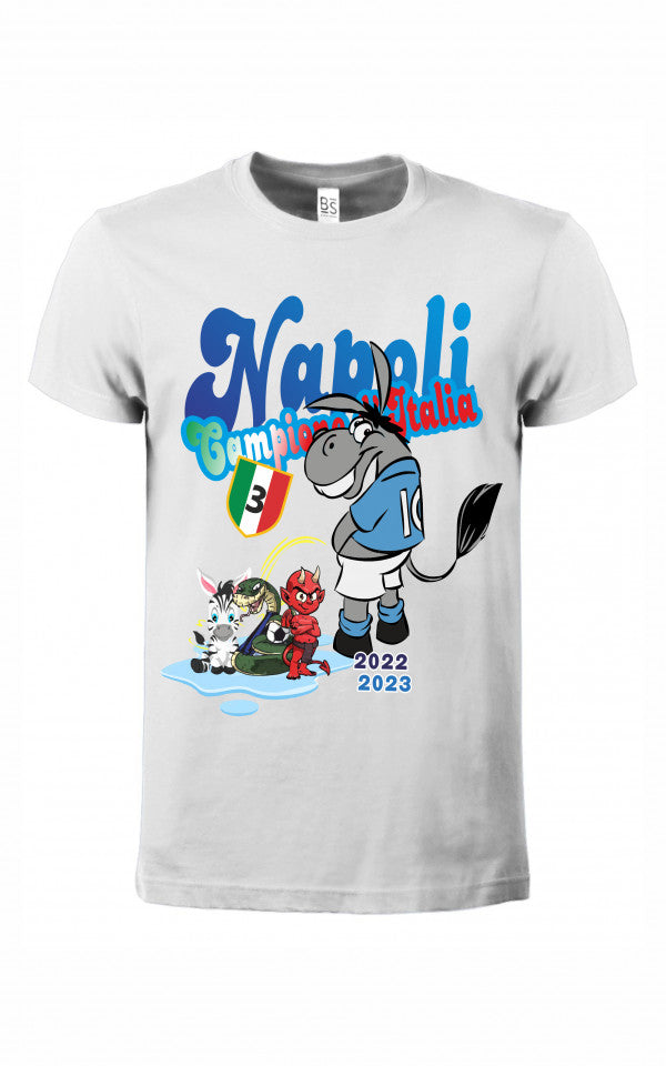 Maglietta unisex bianca Napoli campione d'Italia 2023