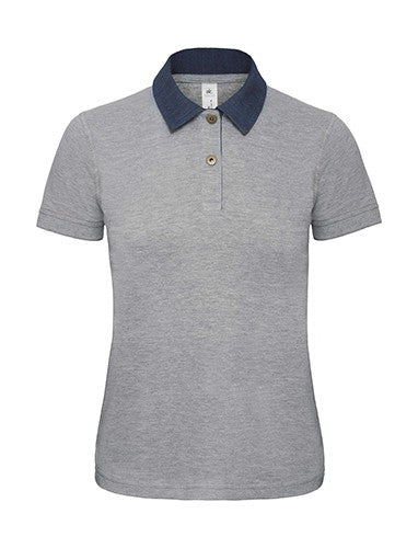 POLO DA DONNA PIQUE' COLLETTO DENIM