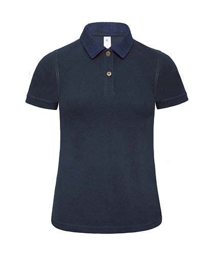 POLO DA DONNA PIQUE' COLLETTO DENIM