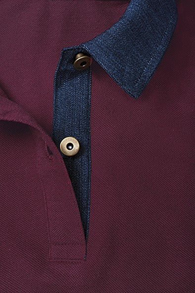 POLO DA DONNA PIQUE' COLLETTO DENIM