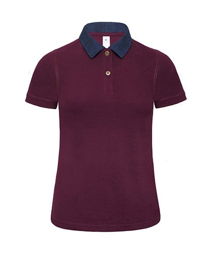 POLO DA DONNA PIQUE' COLLETTO DENIM