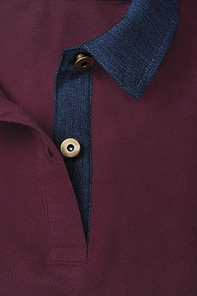 POLO DA UOMO PIQUE' COLLETTO DENIM