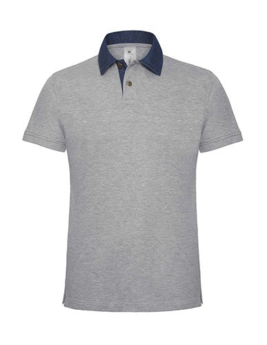 POLO DA UOMO PIQUE' COLLETTO DENIM