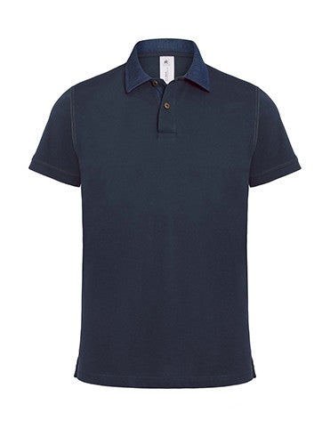 POLO DA UOMO PIQUE' COLLETTO DENIM