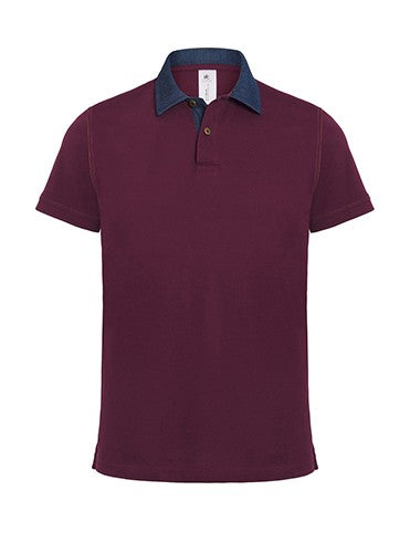 POLO DA UOMO PIQUE' COLLETTO DENIM